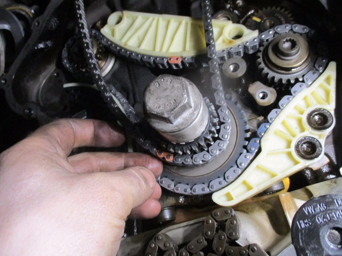 Отметка цепей ГРМ VW
